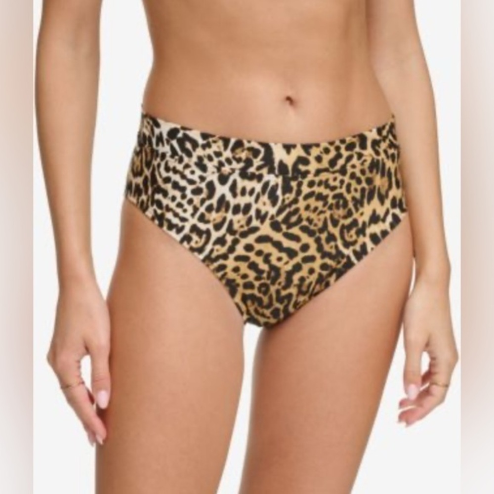 DKNY Women's Cheetah Print High Waisted Bikini *Bottom Only* NWT L #2148